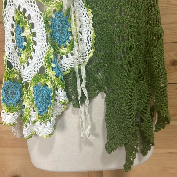 Vintage handmade lace lagenlook layering Gypsy boho bohemian top tank vest Large - Picture 4 of 15